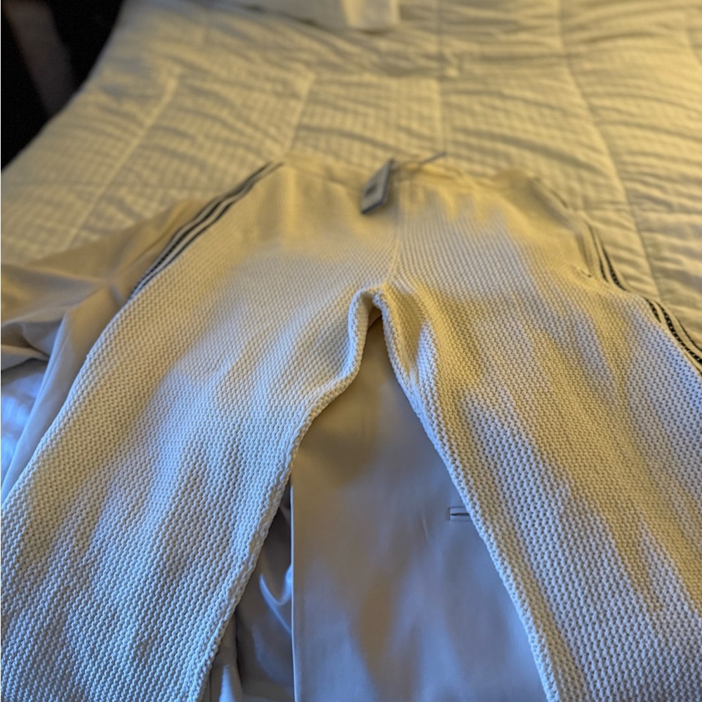 Cream Textured Pants